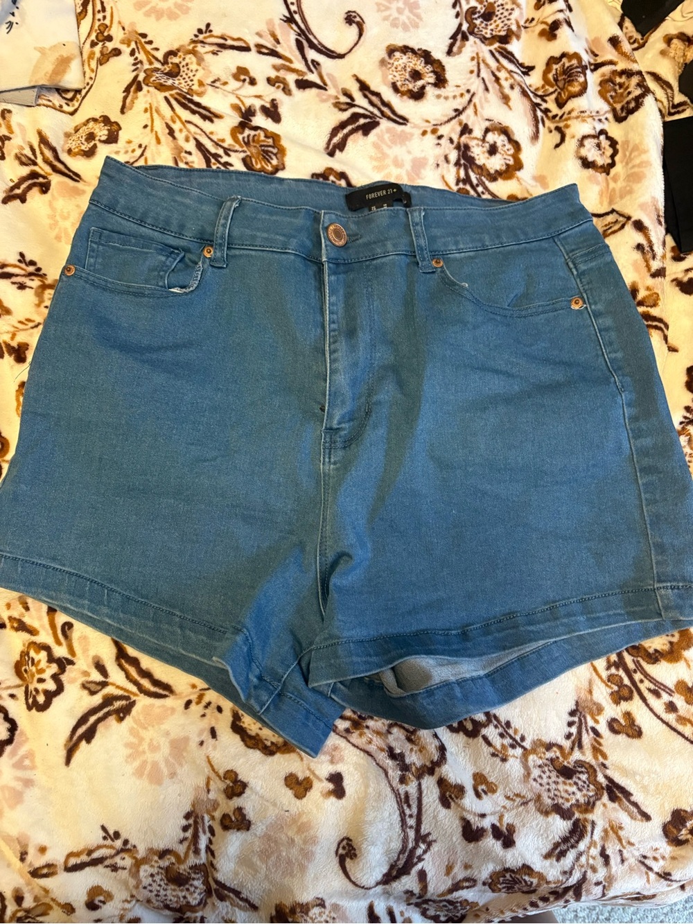 Forever 21 Women’s Blue High-Rise Denim Shorts